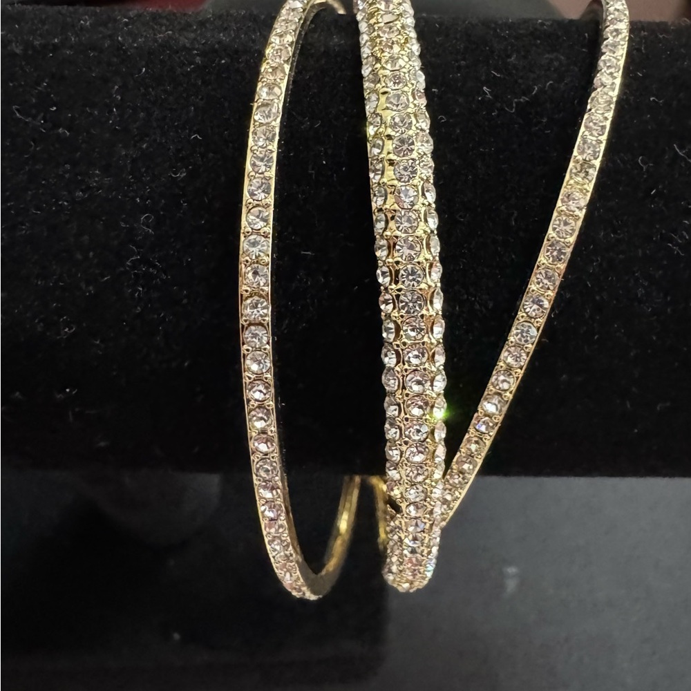 Trio Gold and Silver Crystal Bangle Set